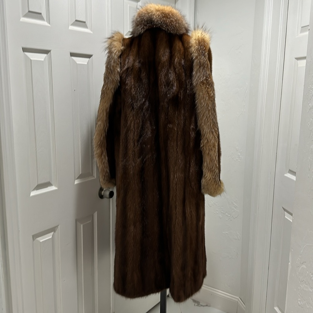 Vintage Mink Full Length Fur Coat with Fox Trim Rudolf Alexander Canada Majestic - Picture 6 of 7